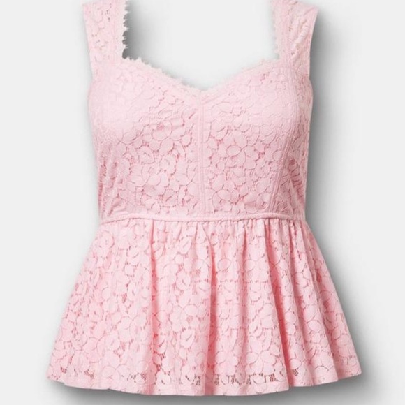 torrid Tops - Torrid Pink Lace Peplum Top